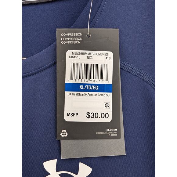 NWT Under Armour HeatGear Men's Compression Short Sleeve in Midnight Navy sz XL - Picture 5 of 7